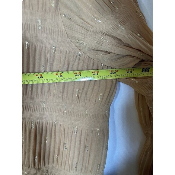 ASTR THE LABEL Top Womens XL Long Balloon Sleeve Gold Metallic Blouse Flowy - Picture 4 of 6